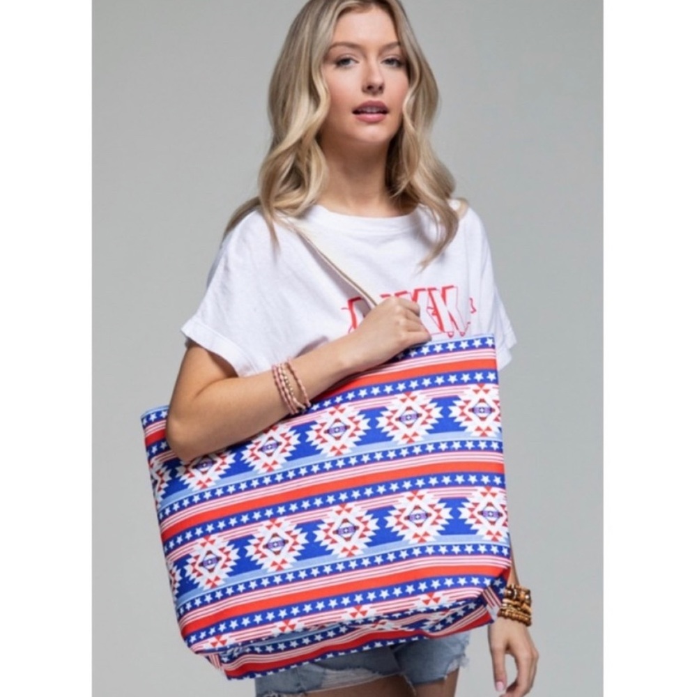 🆕NWT Styline Ethnic Patriotic Stars & Stripes Tote Shoulder Bag